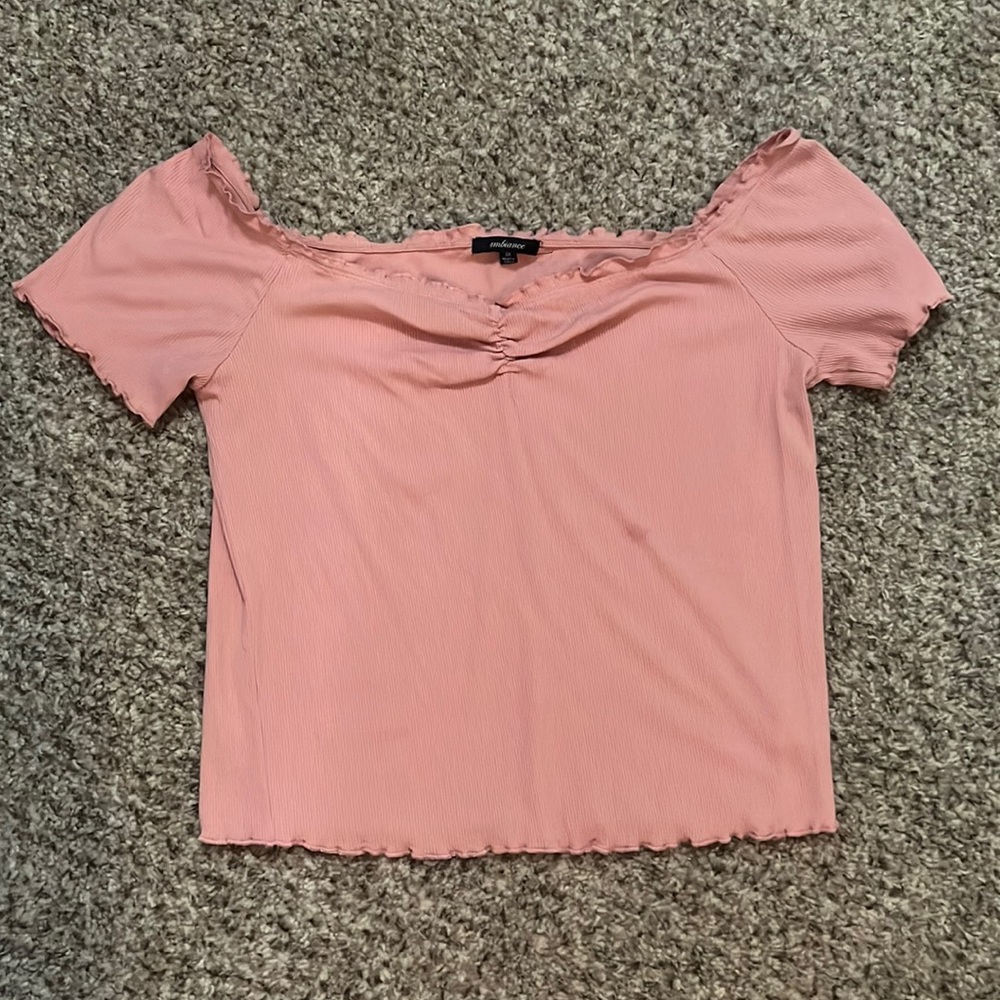 Salmon color off the shoulder top